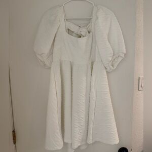 Free People Cream Mini Dress with Puff Sleeves